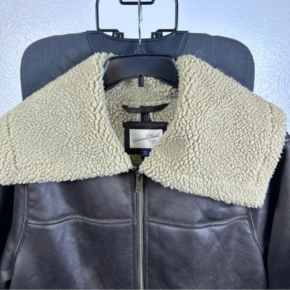 Universal Thread Sherling Lined Brown Leather Jacket Size XXL - Picture 2 of 8